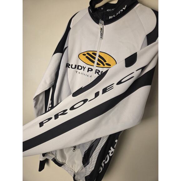 Mens Rudy Project Cycling Jersey Mens Size M White + Black Long Sleeve Zip Up - Picture 3 of 12